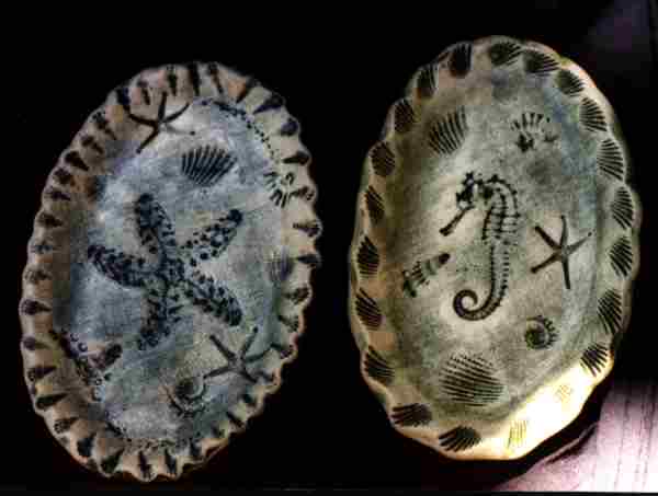 Hand formed Ocean life impressed dish